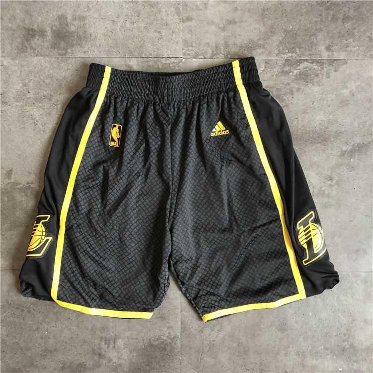 Men NBA Los Angeles Lakers Black Adidas Shorts 04161